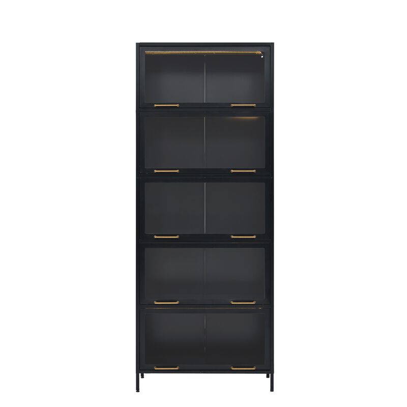Wimnux Modern LED Lighted Metal Display Cabinet image number 0