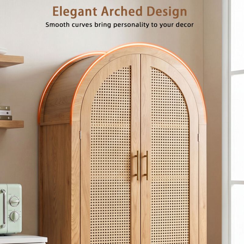 Arched Rattan Door Storage Cabinet image number 4