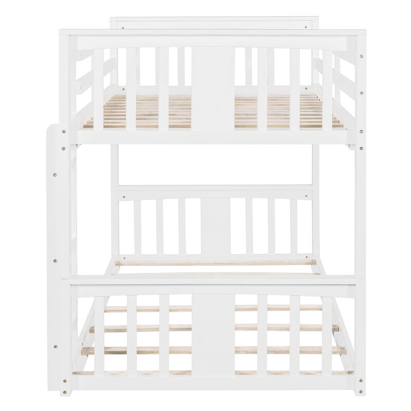 Whisen Twin Over Twin Bunk Bed with Ladder - White