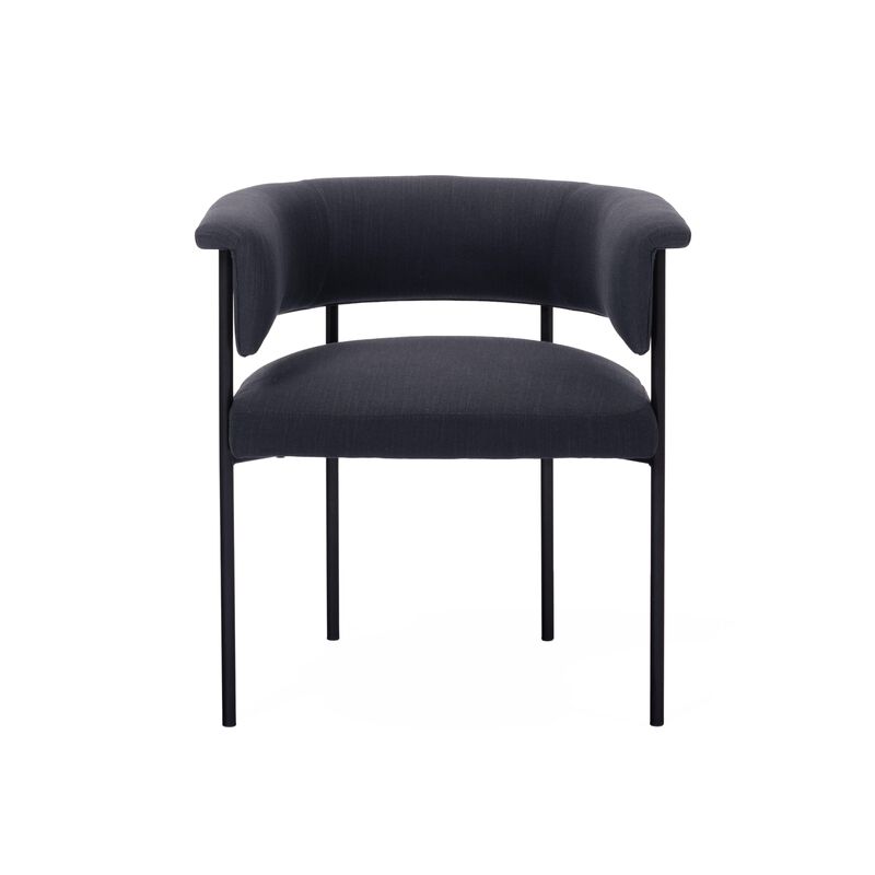 Taylor Black Performance Linen Dining Chair image number 0