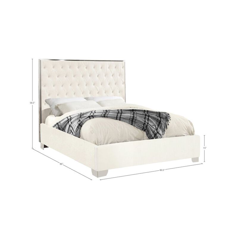 Meridian Furniture Lexi White Velvet King Bed