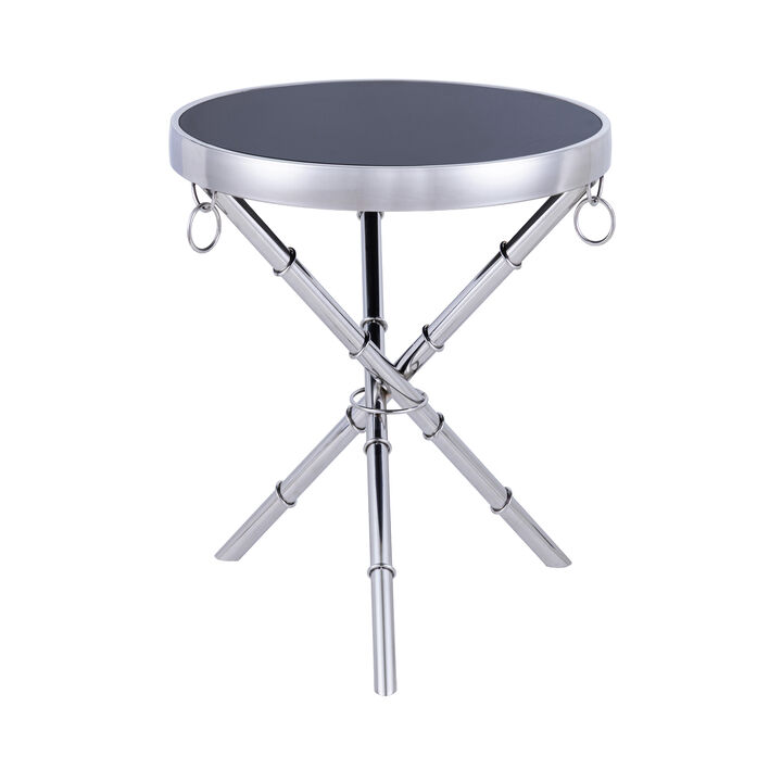 Pasargad Home Eloise Tempered Glass Ringed Side Table