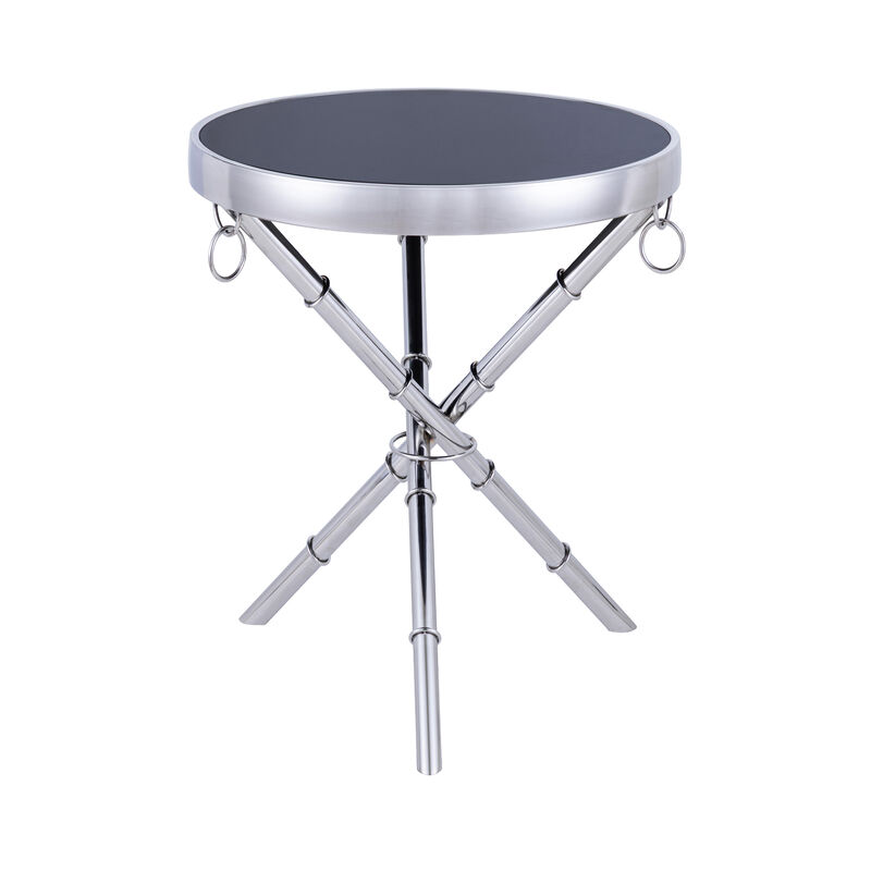 Pasargad Home Eloise Tempered Glass Ringed Side Table image number 0