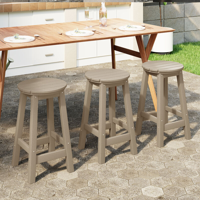 WestinTrends 24" HDPE Outdoor Patio Round Counter Height Bar Stool Set of 3