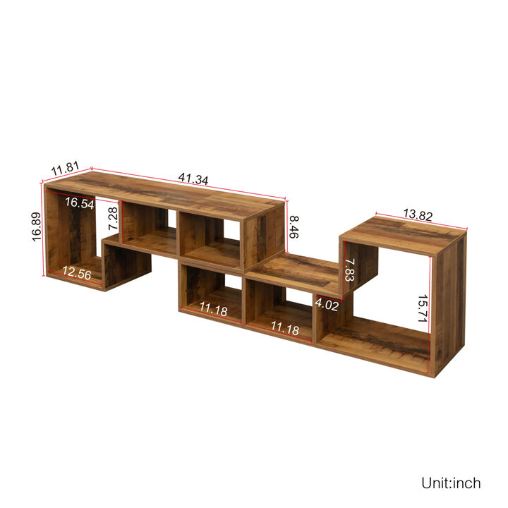Double L-Shaped Oak TV Stand, Display Shelf, Bookcase for Home Furniture, Fir Wood