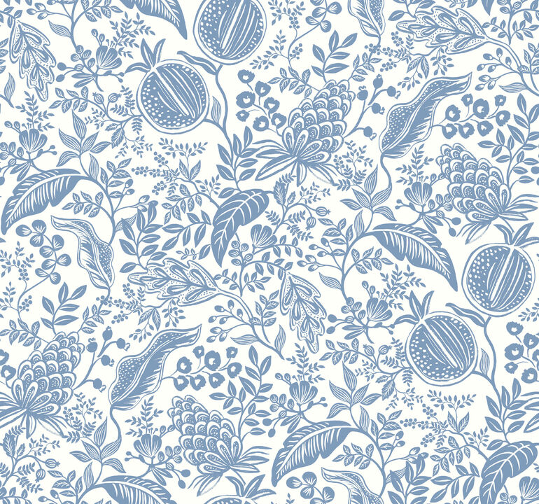 Pomegranate White & Blue Wallpaper