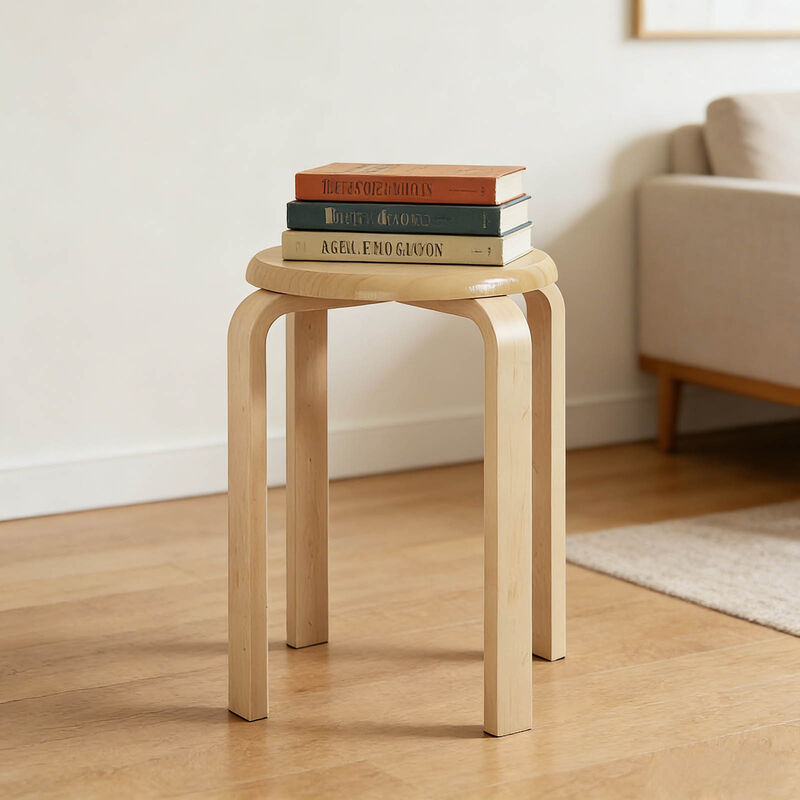 Verceb 4-Pack Stackable Bentwood Stools image number 5