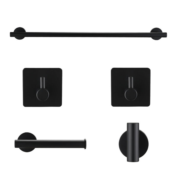 Bathroom Matte Black Hardware Accessories 5 Pieces Set