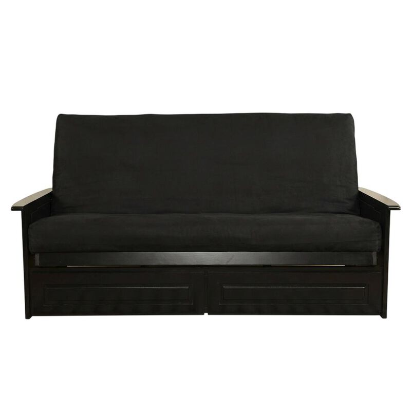 Phoenix Frame Queen-Espresso Finish-Suede Black Mattress-Storage Drawers image number 0