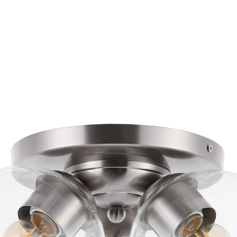 Iris Farmhouse Rustic Iron/Glass LED Semi Flush Mount