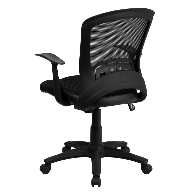 Manny Mid-Back Designer Black Mesh Swivel Task Office Chair with Arms image number 7