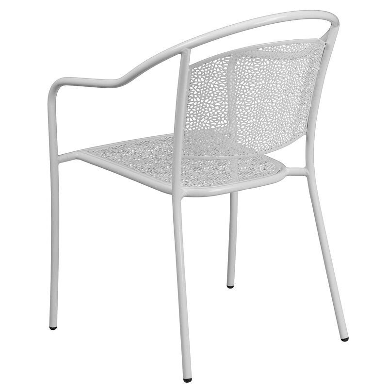 Flash Furniture Commercial Grade White Indoor-Outdoor Steel Patio Arm Chair with Round Back image number 4