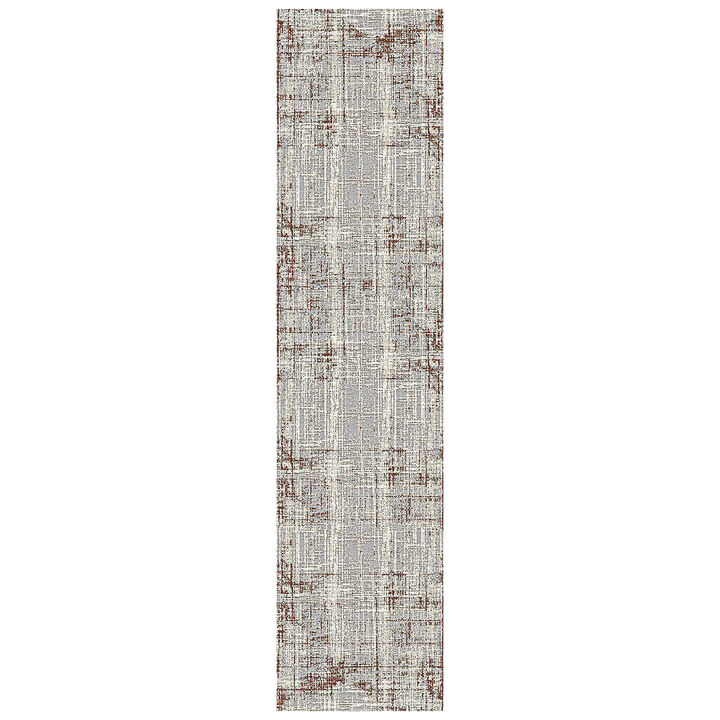 HomeRoots 10' Ivory Red And Gray Abstract Runner Rug