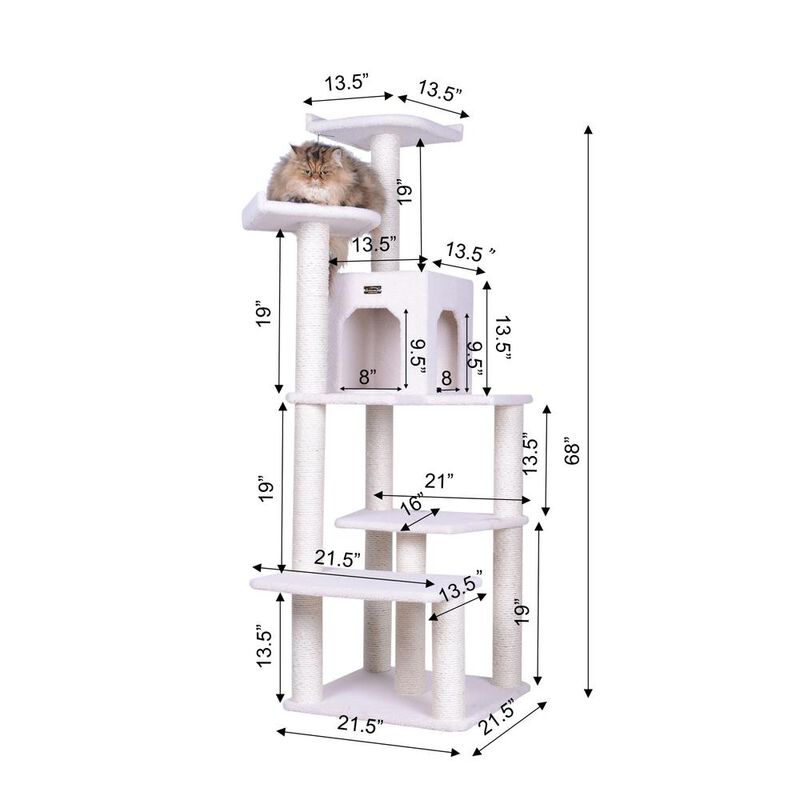 Armarkat Classic Real Wood Cat Tree In Ivory, Jackson Galaxy Approved, Six Levels