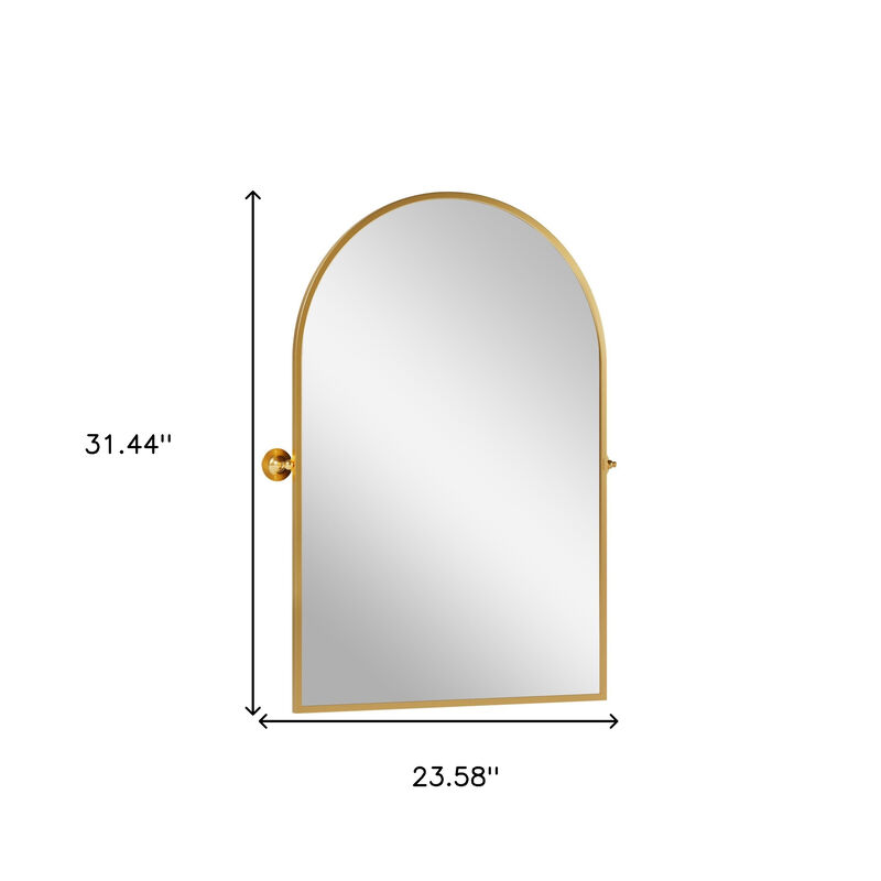 HomeRoots 31" Gold Aluminum Arch Tilting Framed Accent Mirror image number 4