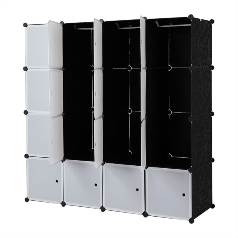 Multi-Functional  Plastic Storage Organizer, Modular Closet Cabinet with Doors & Clothes Rails image number 3
