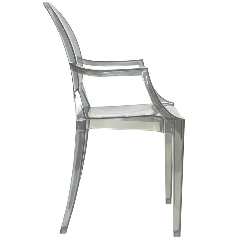 Modway Casper Modern Acrylic Stacking Two Dining Armchairs in Smoke image number 3