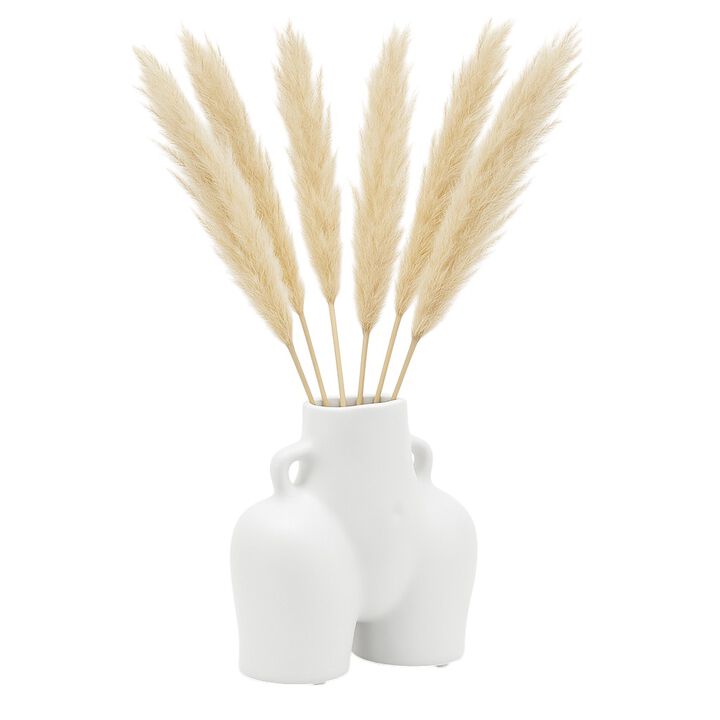 Cer, 6" Half Body Vase, White