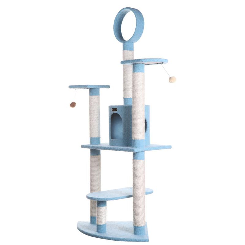 Armarkat 65-Inch Classic Real Wood Cat Tree In Sky Blue, Five Levels