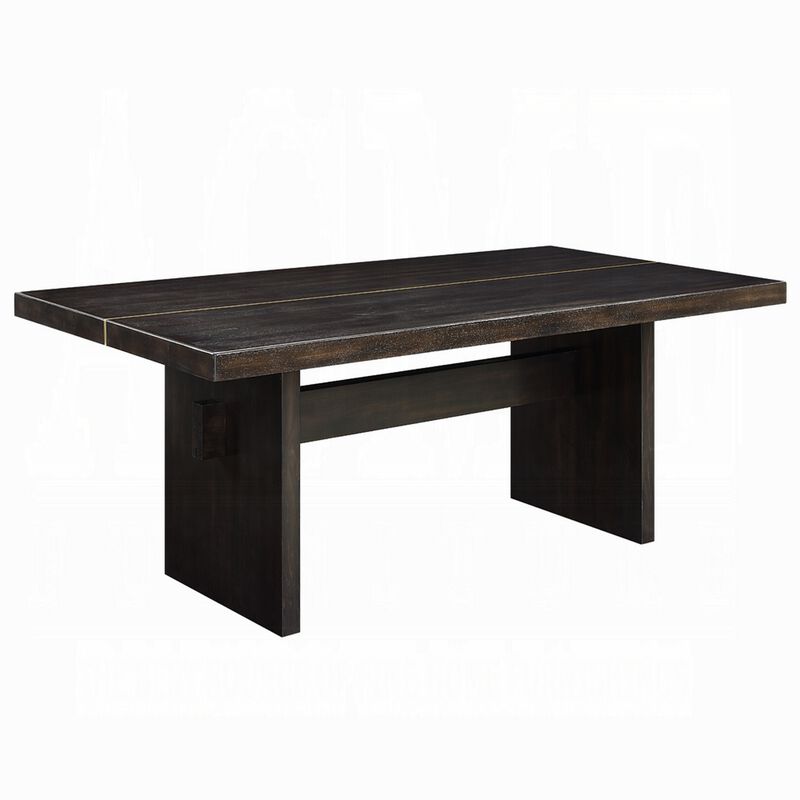 Vonn Dining Table, Wide Panel Legs, 80 Inch Rectangular Top, Black - Benzara