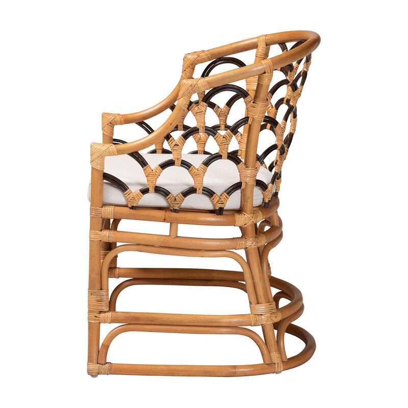 bali & pari Veneto Natural Rattan Dining Chair with Scalloped Back image number 2