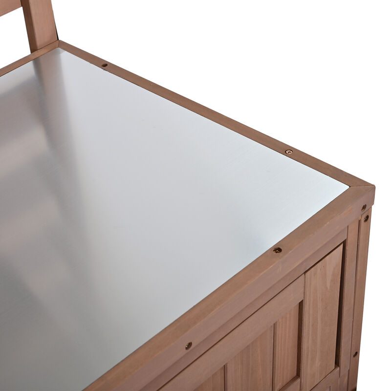 Whisen 64.9''H Potting Table with 2 Drawers, 3 Movable Shelves and Stainless Table Top image number 6