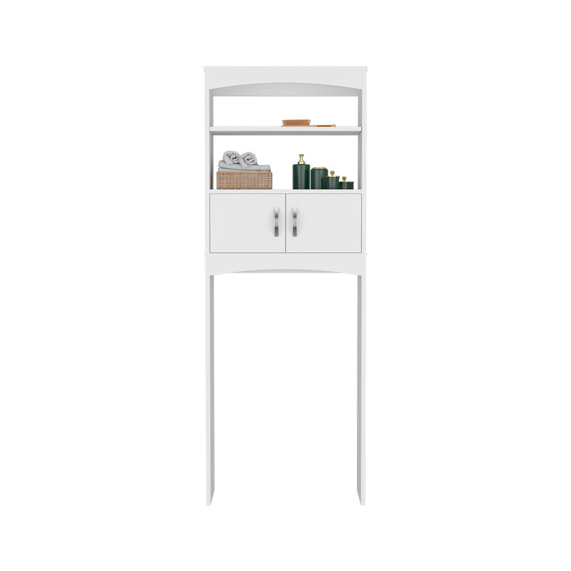 DEPOT E-SHOP Valetta Over The Toilet Double Door Cabinet, Three Shelves, White