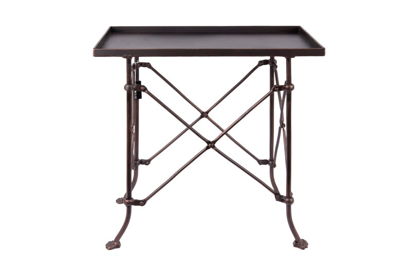 Vintage Rectangular Metal Side Table with Claw Sole Feet, Antique Bronze image number 3