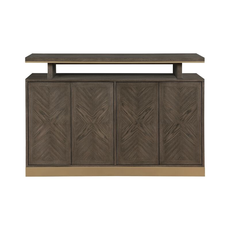 Greta Sideboard Buffet Console 2 Cabinets, Floating Top, Gold, Brown