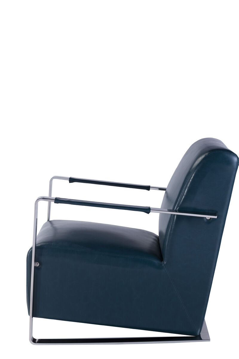 Pasargad Home Luxe Upholstered with Chrome Base Armchair, Teal