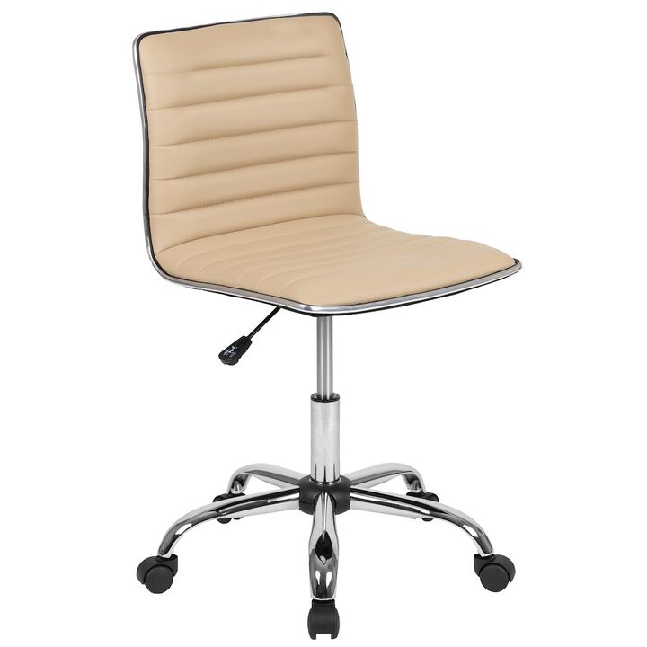 Alan Low Back Designer Armless Ribbed Swivel Task Office Chair