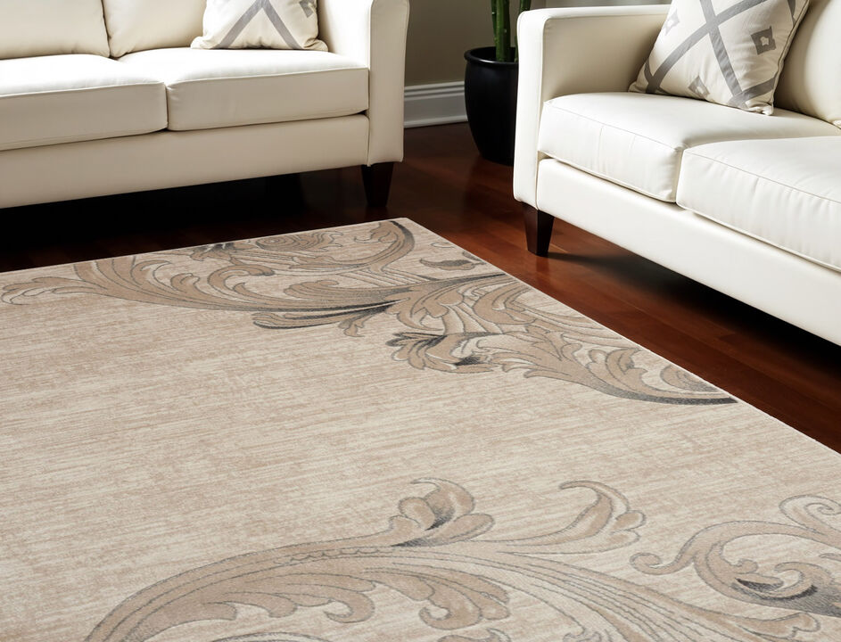 HomeRoots Damask Non Skid Area Rug