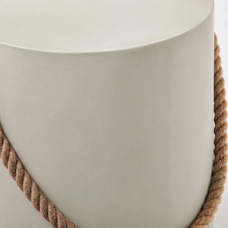 Concrete Side Table With Rope Detail For Indoor And Outdoor Use image number 6