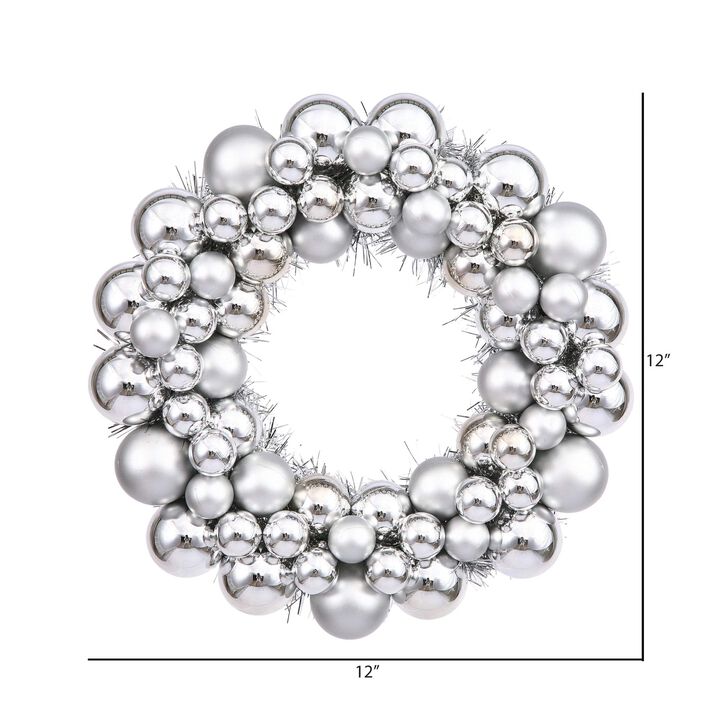 Vickerman 12" Silver Colored Ball Wreath