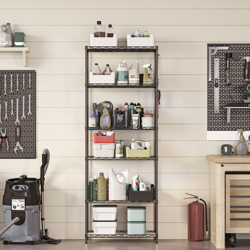 6-Tier Metal Storage Shelves - Adjustable Wire Shelving Unit for Organized Storage