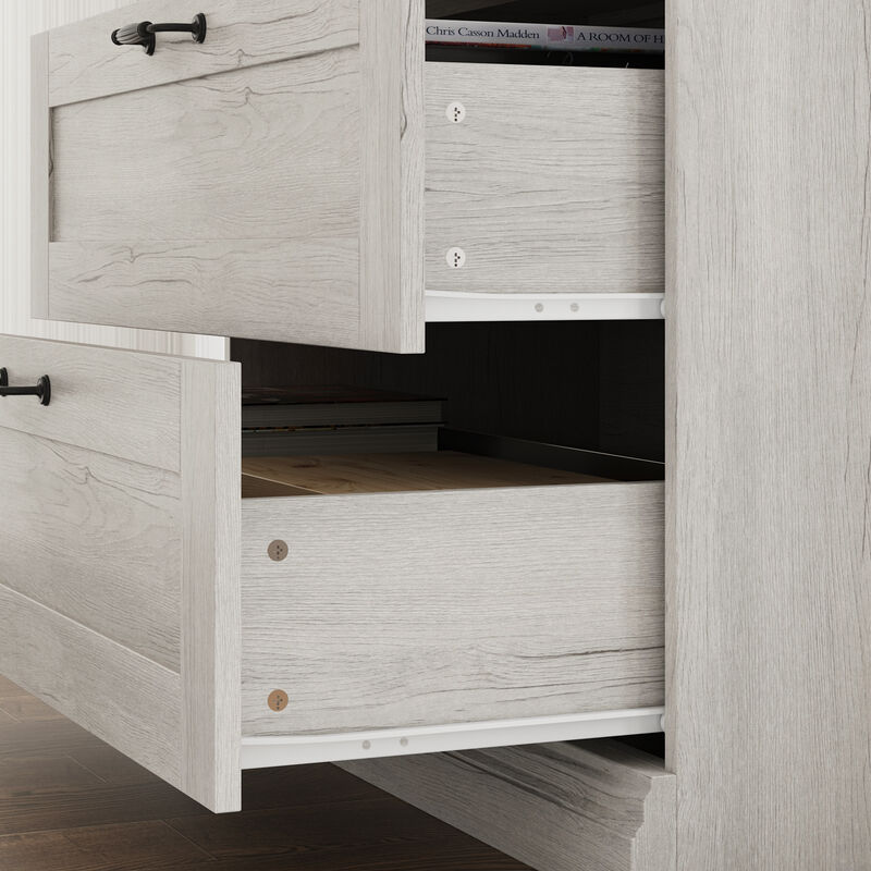 FUFU&GAGA Modern White Wood Grain Tall Boy Cabinet with Glass Doors and Drawers Storage Unit 31.5 in. L x 16.1 in. W x 79.9 in. H