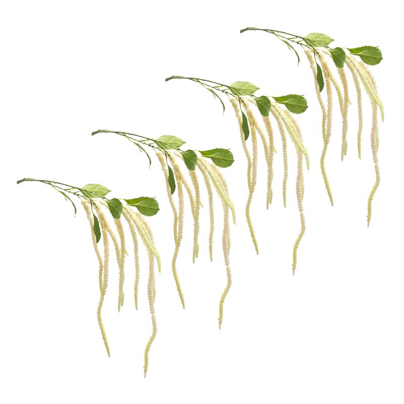 Set of 4 Amaranthus Faux Hanging Flower Stems &ndash; Cascading Silk Flowers for Events, Mantels, and Floral Designs