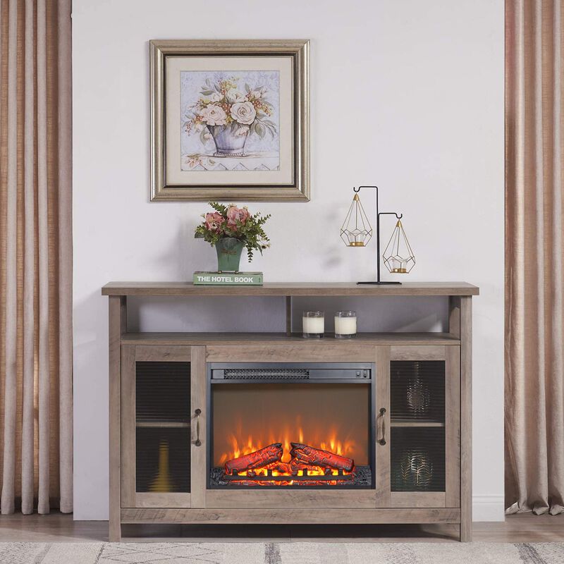 Mondawe 23 Inch Electric Fireplace Insert Heater With Log Set & Realistic Flame, Overheating Protection Without Control