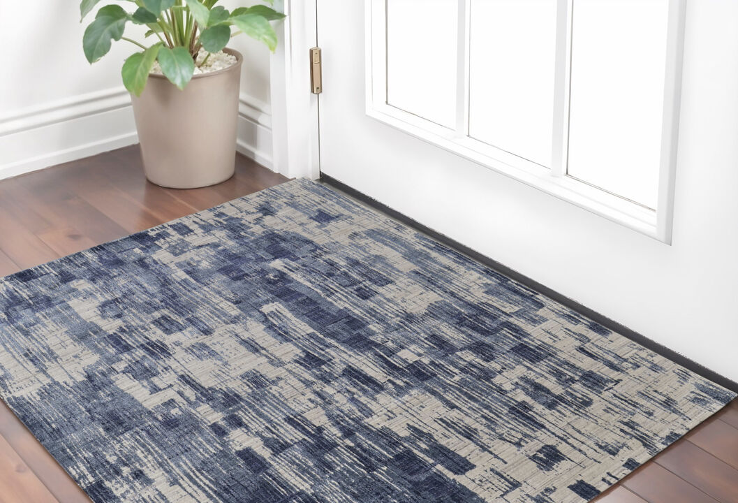 HomeRoots Abstract Hand Woven Worn Faded Area Rug
