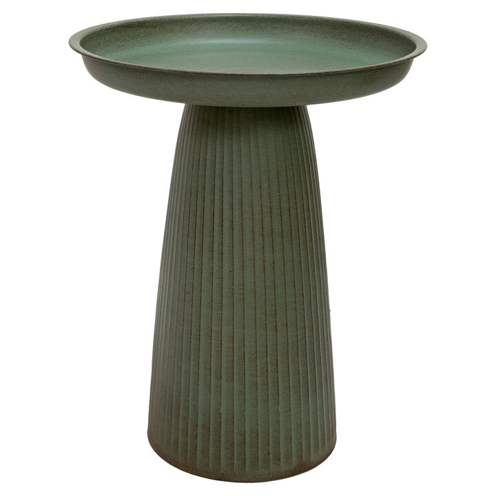 Matte Gleeful Garden Metal Outdoor Bird Bath