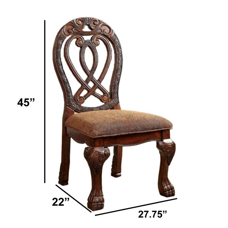 Wyndmere Traditional Side Chair, Cherry Finish, Set of 2-Benzara