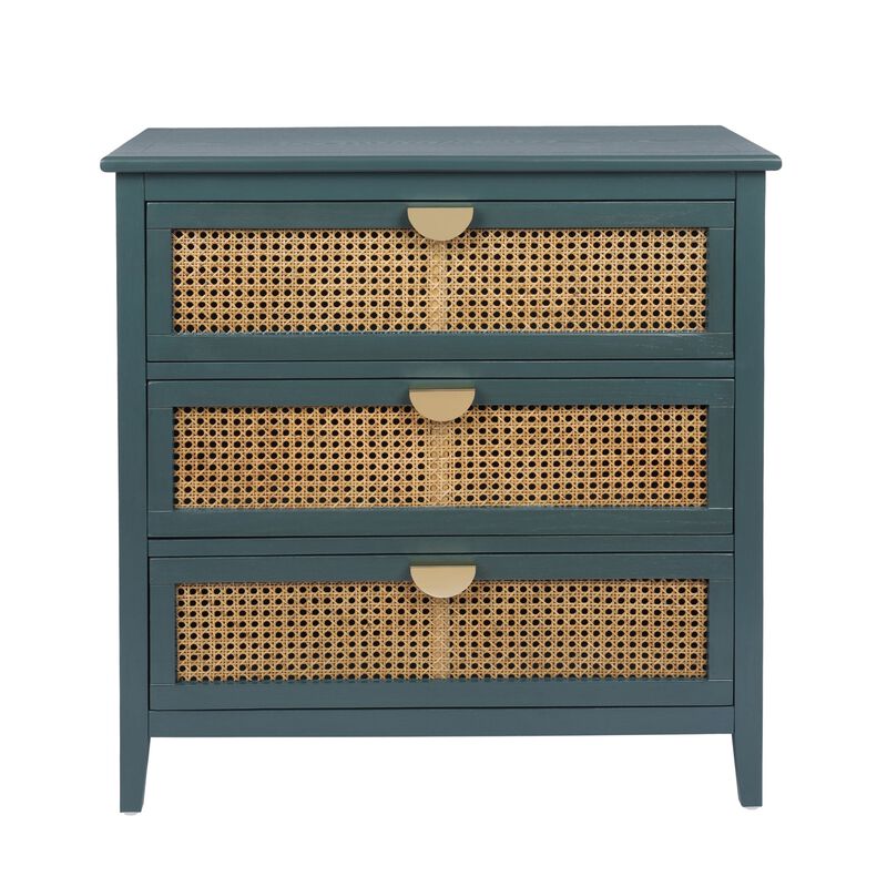 MONDAWE Natural Rattan 3 Drawer Cabinet ,American  Style Furniture Suitable for Bedroom, Living room, Study