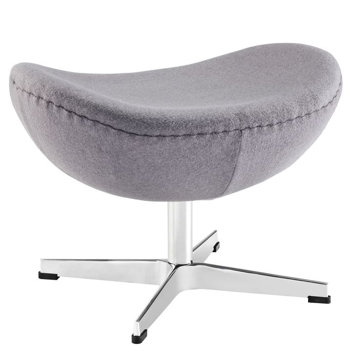 Modway Glove Mid-Century Modern Wool Ottoman in Dark Gray