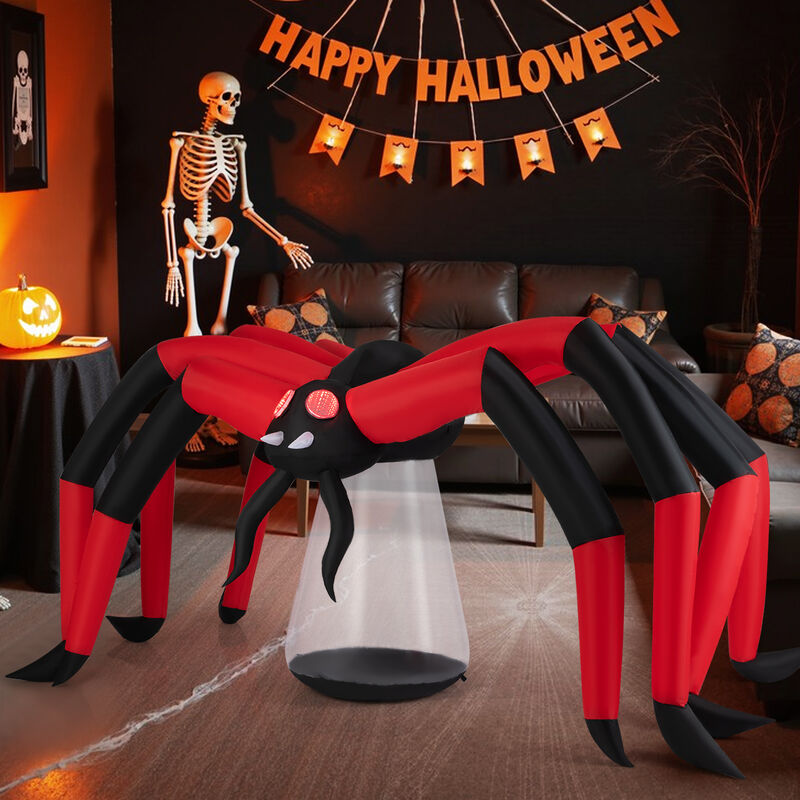 Blow Up Scary Halloween Spider with Red Light Eyes for Outdoor Yard-Red image number 5