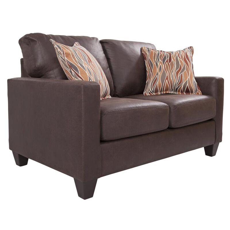 American Furniture Classics Loveseat with Two Accent Pillows, Brown