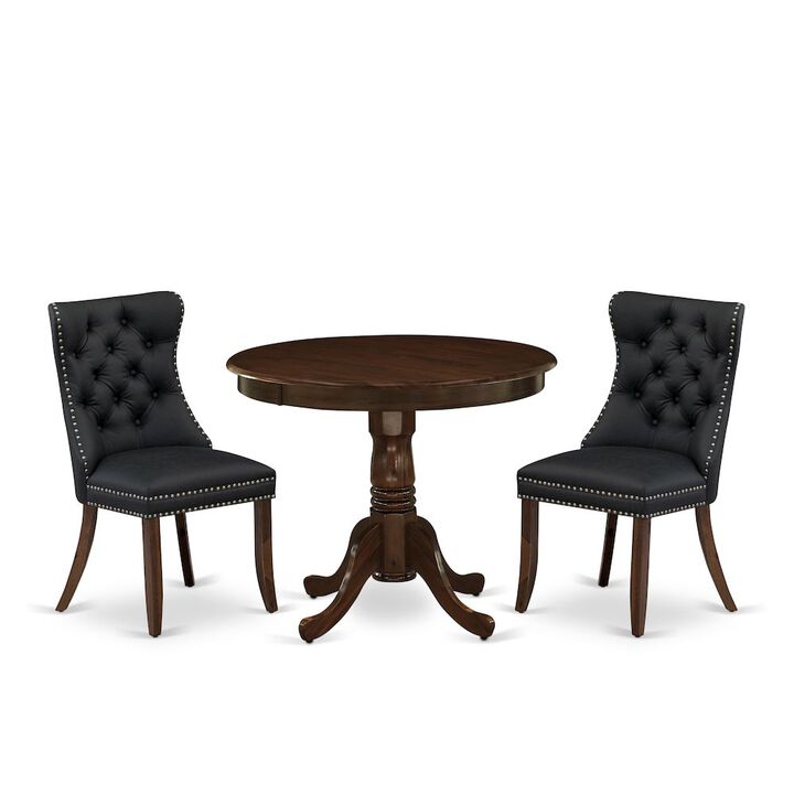 3 Piece Kitchen Table & Chairs Set Consists of a Round Dining Table