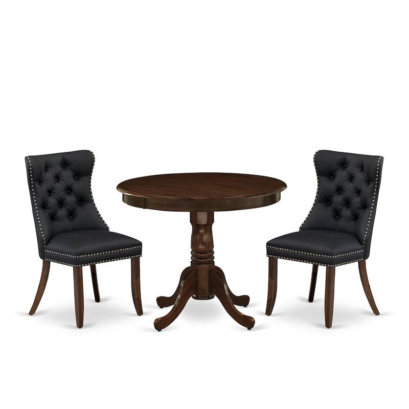 3 Piece Kitchen Table & Chairs Set Consists of a Round Dining Table