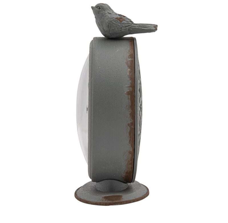 Decorative Pewter Mantel Clock with Bird Accent, Grey Finish image number 4