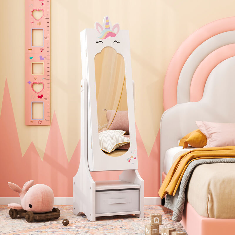 Princess Vanity Table and Stool Set for Kids with Mirror and Jewelry Storage image number 4