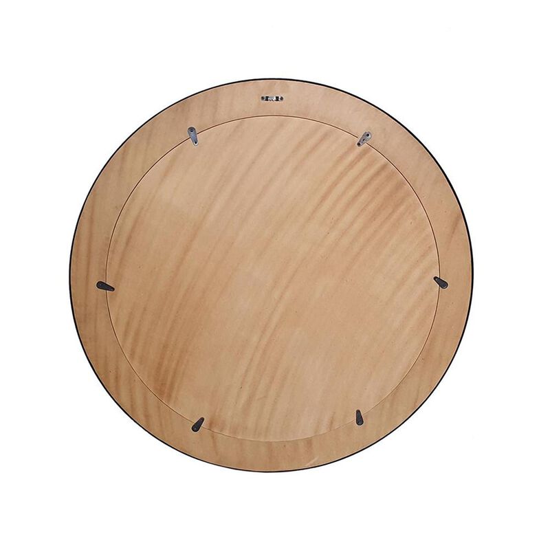 HomeRoots 32" Brown and Black Faux Stone Round Framed Accent Mirror image number 2